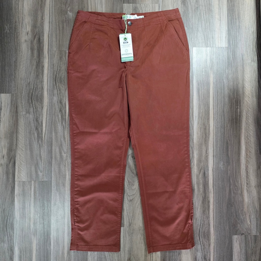 Aventura Women's Organic Cotton Blend Pants Rust Brown Size 14 NWT L2